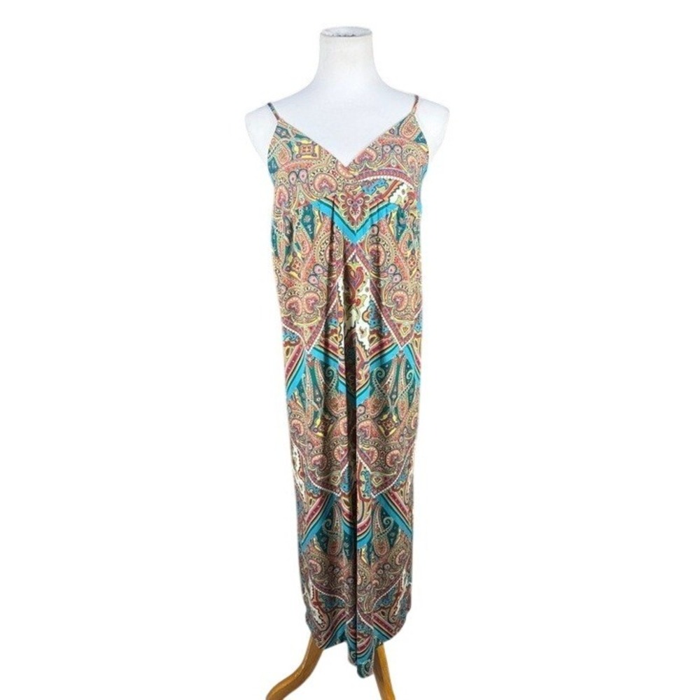 Wet Seal Womens Paisley Geometric V-Neck Spaghetti Strap‎ Maxi Dress Multi-Color